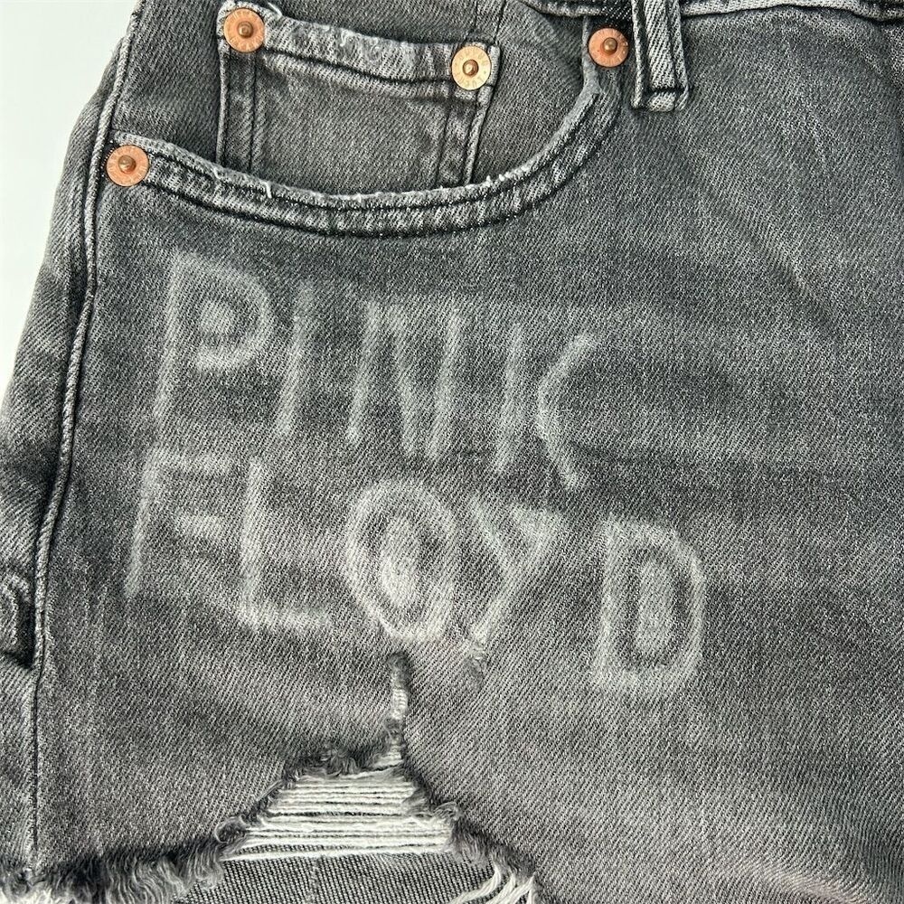 Lucky Legend Pink Floyd 3" Mid Rise Boy Short Rainbow embroidered grunge Size 0 - Picture 9 of 13